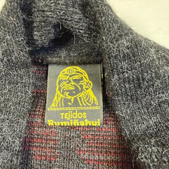 VTG Tejidos Ruminahui Sweater Adult Lg WOOL Cardigan Aztec Alpaca Llama